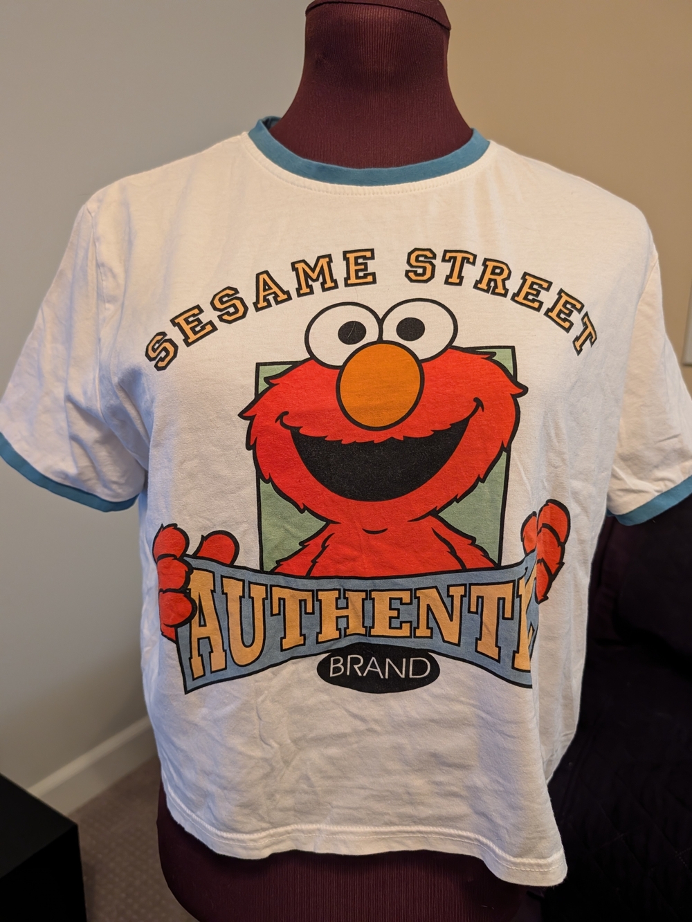 Cakeworthy x Sesame Street Elmo Graphic Tee - cream with Blue Trim